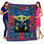 customized los angeles dodgers baby yoda blue blanket fashion forward
