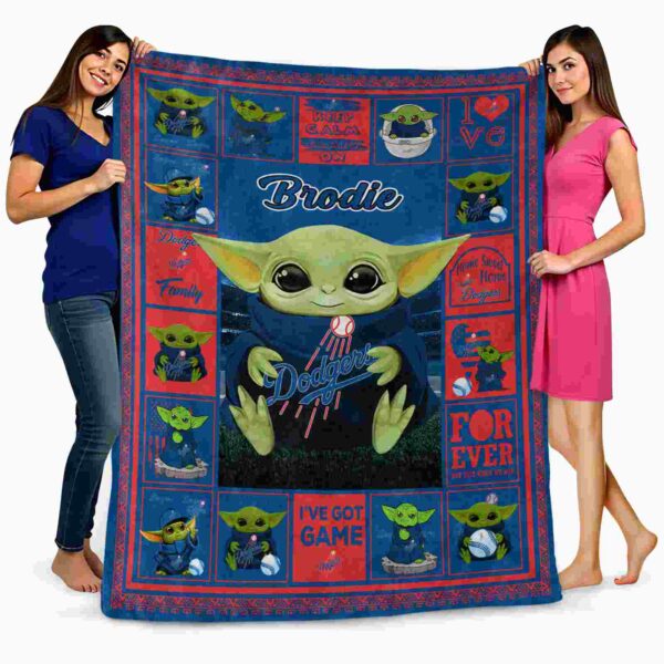 customized los angeles dodgers baby yoda blue blanket fashion forward