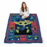 customized los angeles dodgers baby yoda blue blanket high quality