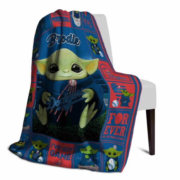 customized los angeles dodgers baby yoda blue blanket top rated