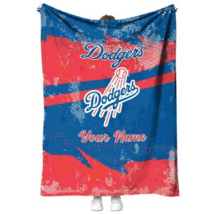 customized los angeles dodgers grunge streaks blue blanket best selling