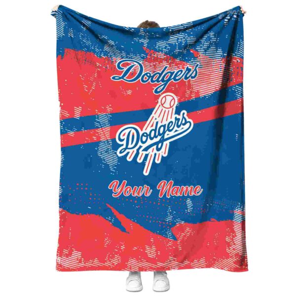 customized los angeles dodgers grunge streaks blue blanket best selling