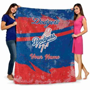 customized los angeles dodgers grunge streaks blue blanket fashion forward