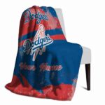 customized los angeles dodgers grunge streaks blue blanket top rated