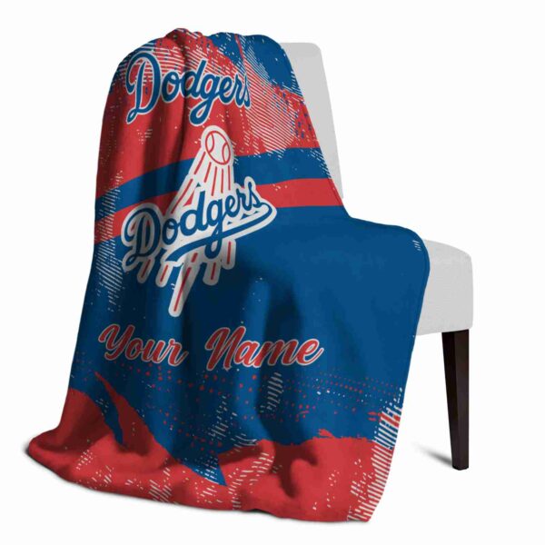 customized los angeles dodgers grunge streaks blue blanket top rated