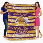 customized los angeles lakers floral stripes purple white blanket fashion forward