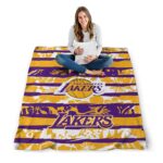 customized los angeles lakers floral stripes purple white blanket high quality