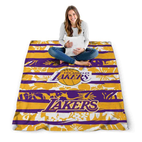 customized los angeles lakers floral stripes purple white blanket high quality