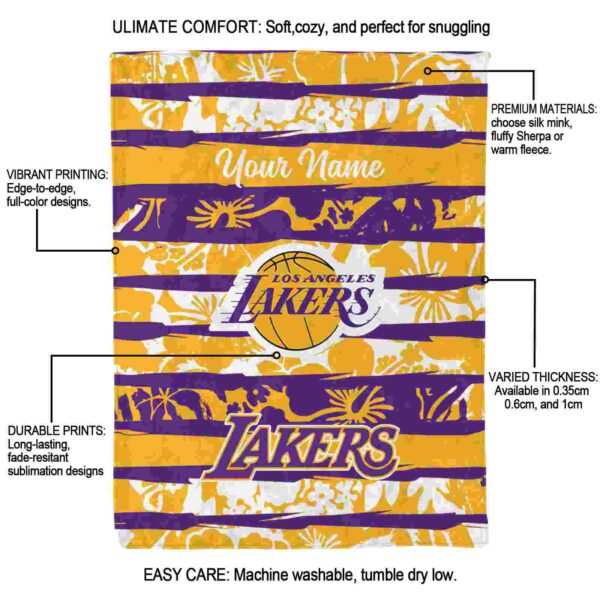 customized los angeles lakers floral stripes purple white blanket new arrival
