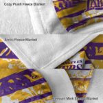 customized los angeles lakers floral stripes purple white blanket premium grade