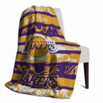 customized los angeles lakers floral stripes purple white blanket top rated