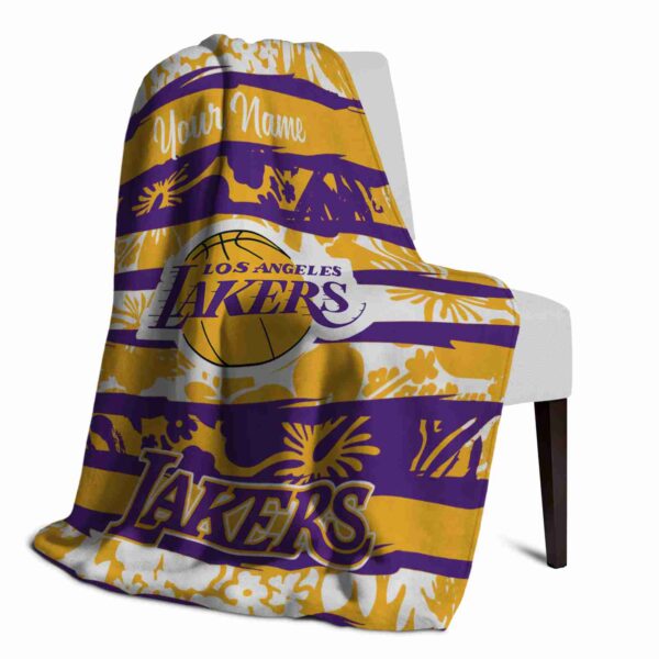 customized los angeles lakers floral stripes purple white blanket top rated