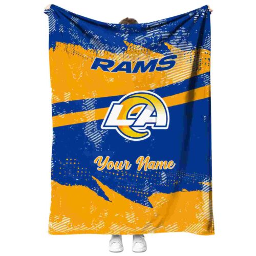customized los angeles rams grunge streaks blue blanket best selling