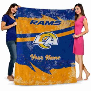 customized los angeles rams grunge streaks blue blanket fashion forward