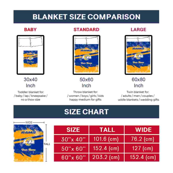 customized los angeles rams grunge streaks blue blanket trendy
