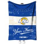 customized los angeles rams grunge texture blue white blanket best selling