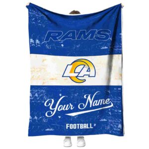 customized los angeles rams grunge texture blue white blanket best selling