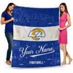 customized los angeles rams grunge texture blue white blanket fashion forward