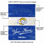 customized los angeles rams grunge texture blue white blanket new arrival