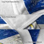 customized los angeles rams grunge texture blue white blanket premium grade