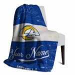 customized los angeles rams grunge texture blue white blanket top rated