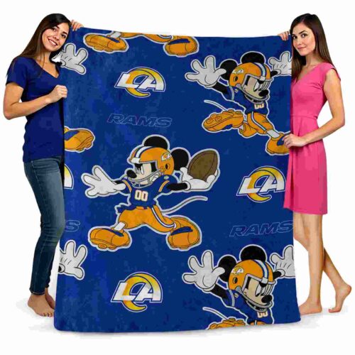 customized los angeles rams mickey blue blanket fashion forward