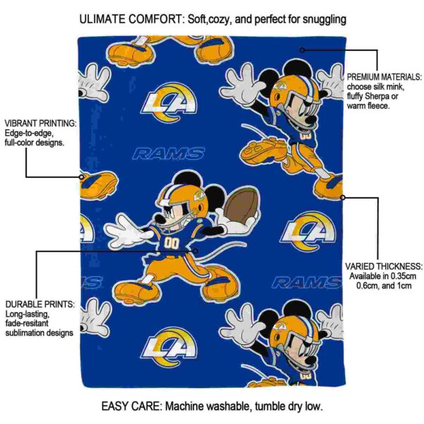 customized los angeles rams mickey blue blanket new arrival