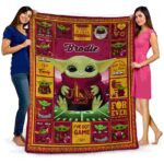 customized louisiana monroe warhawks baby yoda red blanket best selling