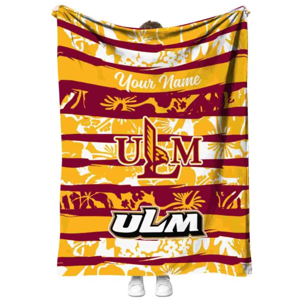 customized louisiana monroe warhawks floral stripes red white blanket best selling