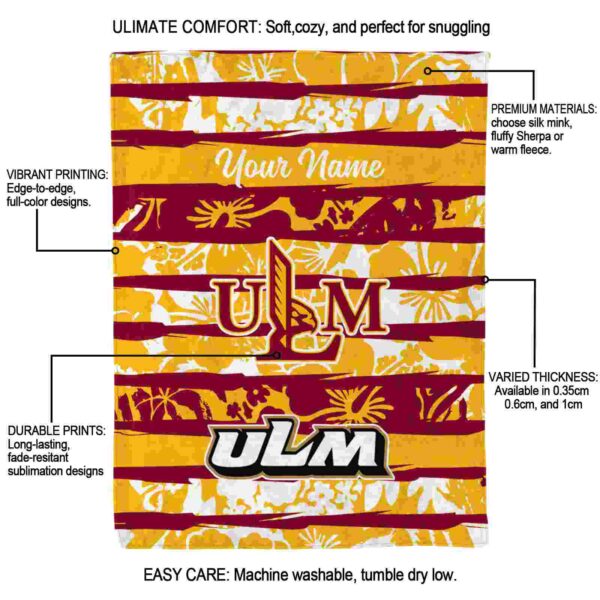 customized louisiana monroe warhawks floral stripes red white blanket new arrival