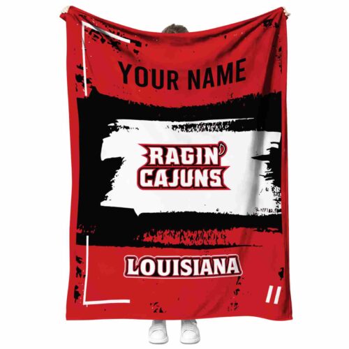 customized louisiana ragin cajuns paint strokes red white blanket best selling