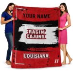 customized louisiana ragin cajuns paint strokes red white blanket best selling