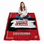 customized louisiana ragin cajuns paint strokes red white blanket best selling