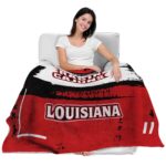 customized louisiana ragin cajuns paint strokes red white blanket best selling