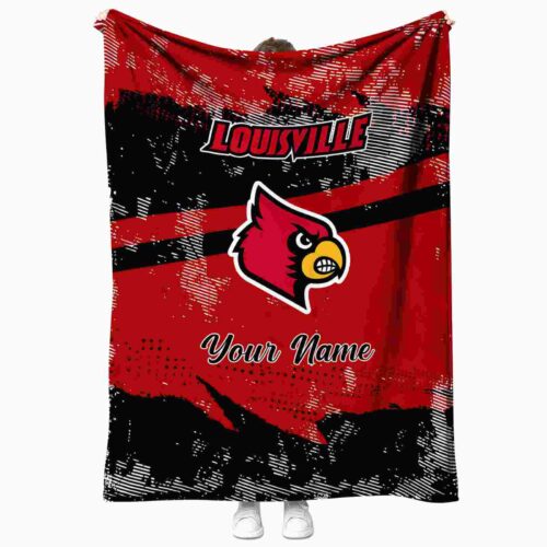 customized louisville cardinals grunge streaks red blanket best selling