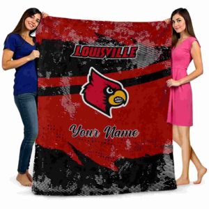 customized louisville cardinals grunge streaks red blanket fashion forward