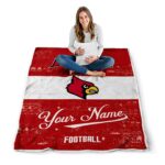 customized louisville cardinals grunge texture red white blanket high quality