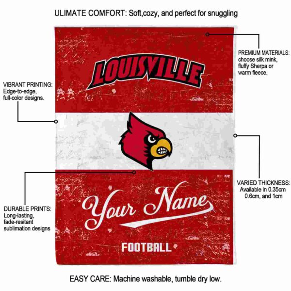 customized louisville cardinals grunge texture red white blanket new arrival