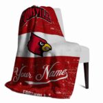 customized louisville cardinals grunge texture red white blanket top rated