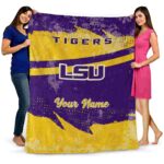customized lsu tigers grunge streaks purple blanket best selling