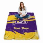 customized lsu tigers grunge streaks purple blanket best selling