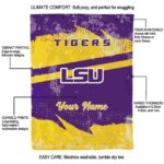 customized lsu tigers grunge streaks purple blanket best selling
