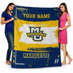 customized marquette golden eagles paint strokes blue white blanket fashion forward