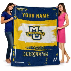 customized marquette golden eagles paint strokes blue white blanket fashion forward