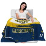 customized marquette golden eagles paint strokes blue white blanket latest model