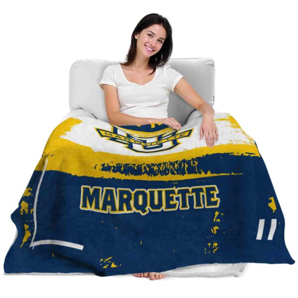 customized marquette golden eagles paint strokes blue white blanket latest model