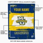 customized marquette golden eagles paint strokes blue white blanket new arrival