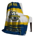 customized marquette golden eagles paint strokes blue white blanket top rated