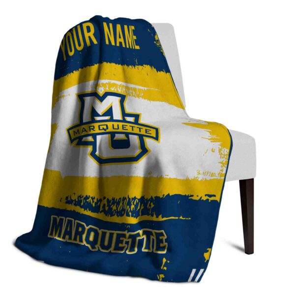 customized marquette golden eagles paint strokes blue white blanket top rated