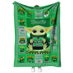 customized marshall thundering herd baby yoda green blanket best selling